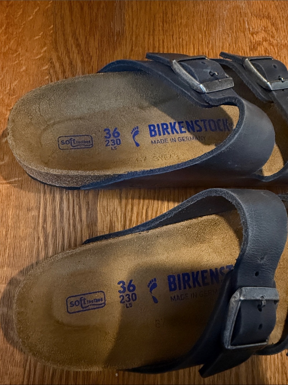 Birkenstock Soft Footbed Double Buckle Sandals in Navy - Picture 2 of 7